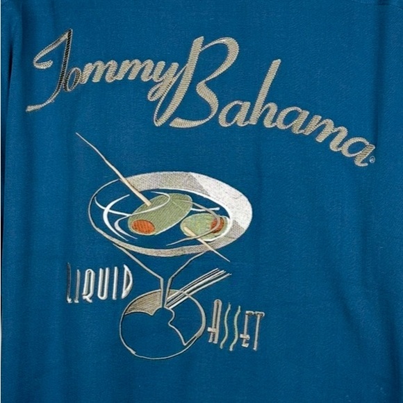 Tommy Bahama Mens Shirt Large Liquid Asset Embroidered Silk Button Front Collar - Picture 1 of 7